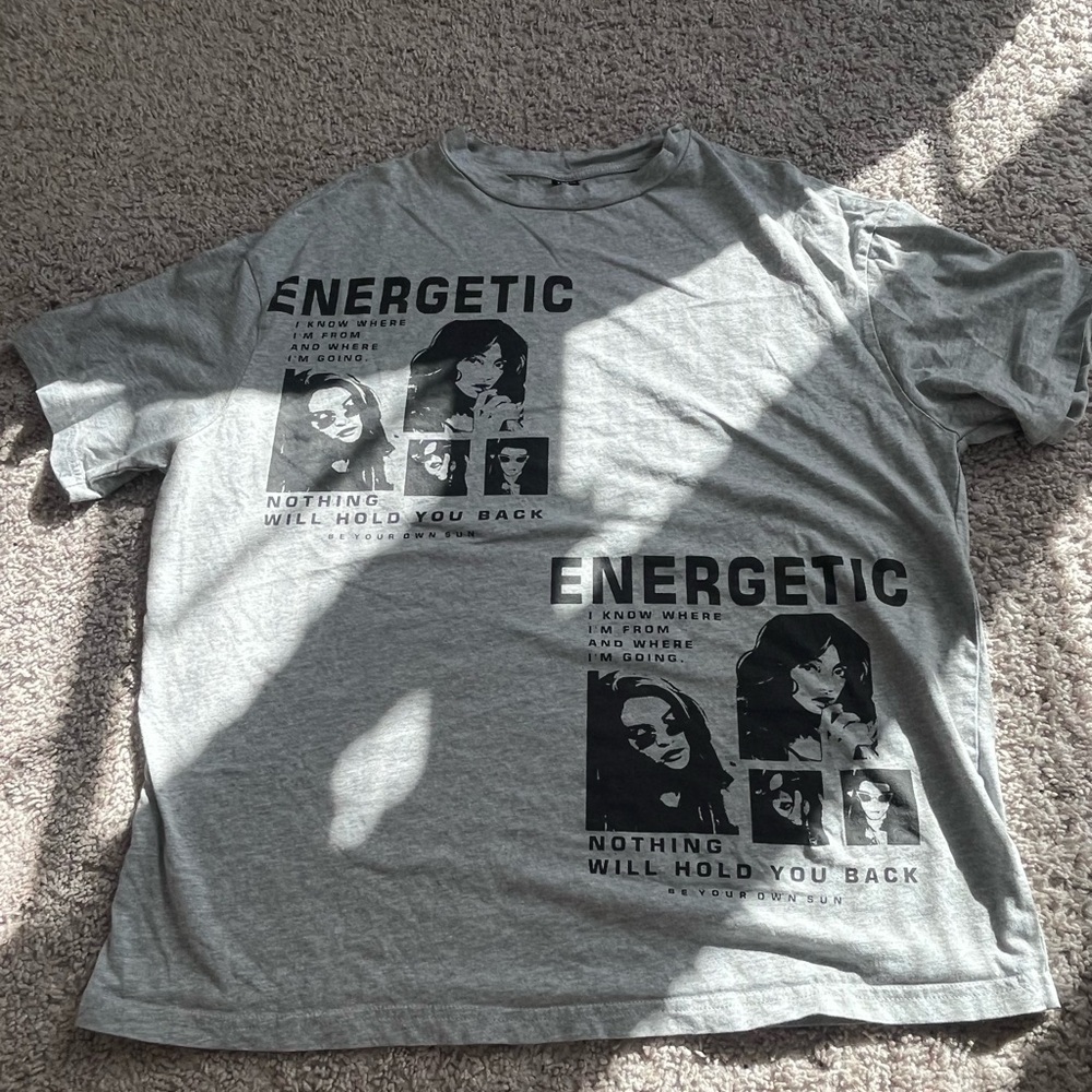 SHEIN Gray Graphic Short Sleeve Tee